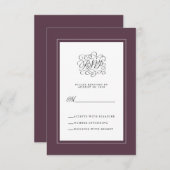 Paarse Luxury Elegant Wedding Chic Enclosure RSVP Kaartje (Voorkant / Achterkant)
