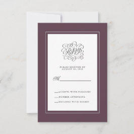 Paarse Luxury Elegant Wedding Chic Enclosure RSVP Kaartje