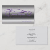 Paarse Luxury Sportscar, staaleffect, autoverkoop Visitekaartje (Voorkant / Achterkant)