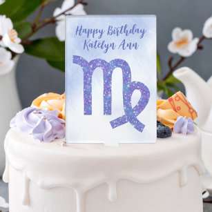  Paarse Maagd Astrologie teken Aangepaste Verjaard Cake Topper
