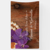 Paarse Maagdenpalm, Parels en Schuur Hout Bruiloft Spandoek (Verticaal)