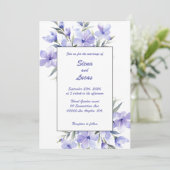 Paarse maagdenpalmen: bruiloft uitnodiging (Staand voorkant)