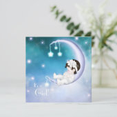 Paarse Maan Baby Meisje Douche Kaart (Staand voorkant)
