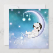 Paarse Maan Baby Meisje Douche Kaart (Voorkant)