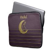 Paarse Maan Bunny Ontwerp Elektronicatas Laptop Sleeve (Voorkant Links)