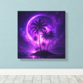 Paarse Maan Eiland Droomlandschap Canvas Afdruk (Insitu (Houten vloer))