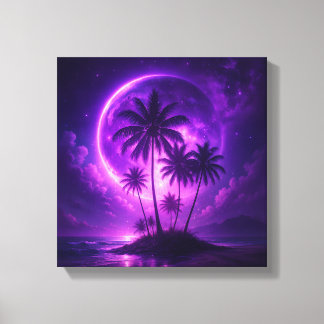 Paarse Maan Eiland Droomlandschap Canvas Afdruk