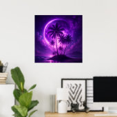 Paarse Maan Eiland Droomlandschap Poster (Thuiskantoor)