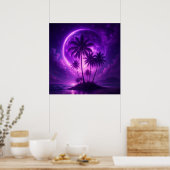 Paarse Maan Eiland Droomlandschap Poster (Keuken)