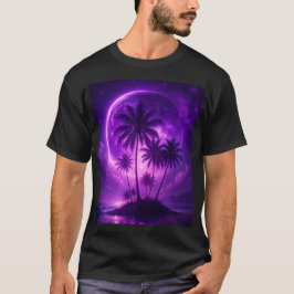 Paarse Maan Eiland Droomlandschap T-shirt