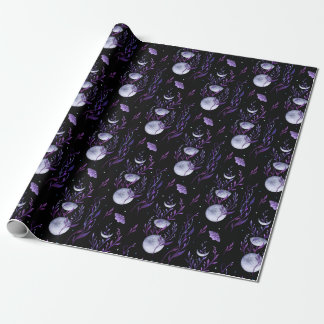 Paarse maan en Moth Cadeaupapier