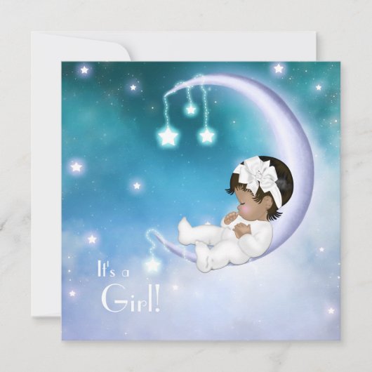 Paarse Maan Etnische Baby Girl Shower Kaart (Voorkant)