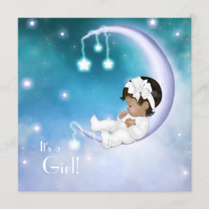 Paarse Maan Etnische Baby Girl Shower Kaart
