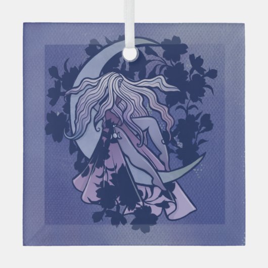 Paarse Maan Godin Wicca Drie-eenheid-maansymbool K Glas Ornament (Voorkant)