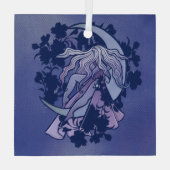Paarse Maan Godin Wicca Drie-eenheid-maansymbool K Glas Ornament (Achterkant)