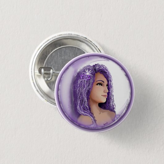 Paarse maan kindknop ronde button 3,2 cm (Voorkant /achterkant)