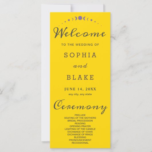 Paarse Maan Phases Gold huwelijksprogramma (Voorkant)