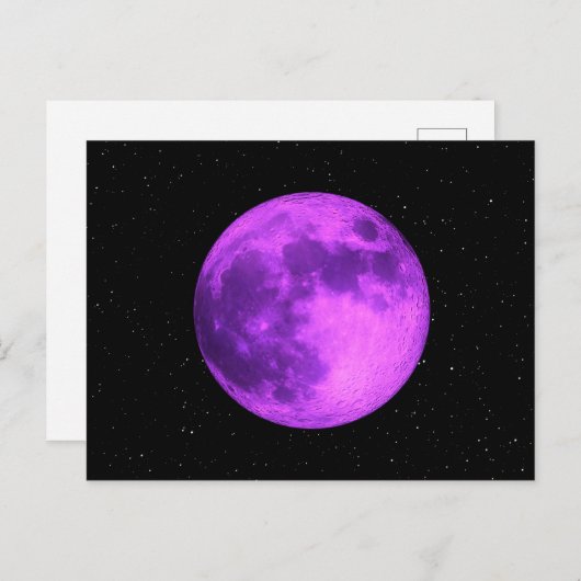 Paarse maan - Ruimtesterren - Briefkaart (Voorkant / Achterkant)