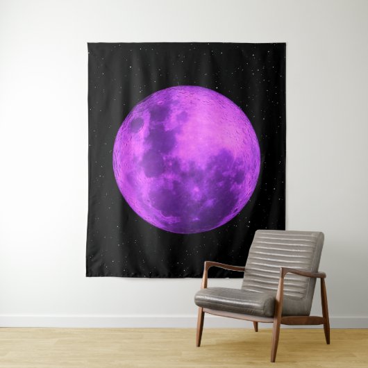 Paarse maan - Ruimtesterren - Wandkleed (In situ)