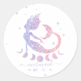 Paarse maan spirituele zodiak zeemeermin ronde sticker