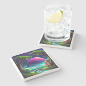 Paarse maan stenen onderzetter (Zijkant)