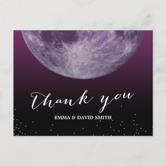 Paarse Maan & Sterren Dankjewel Kaarten (Voorkant)