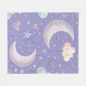Paarse Maan & Wolken Fleece Deken (Voorkant (Horizontaal))