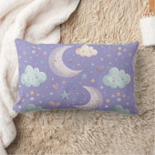 Paarse Maan & Wolken Lendenkussen Kussen (Deken)