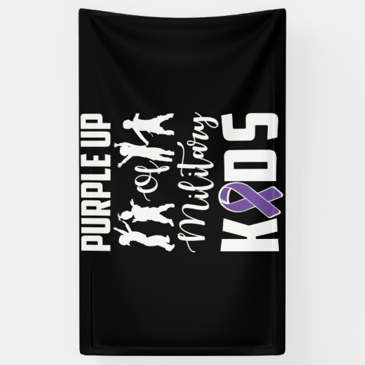 Paarse maand militaire Kinder bewustwording van ki Spandoek (Verticaal)