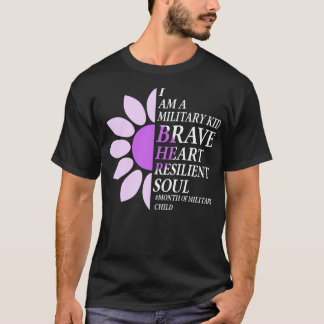 Paarse maand van de Military Child Awareness Flowe T-shirt