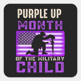 Paarse maand van het Amerikaanse militaire kind Vierkante Sticker