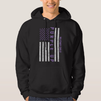 Paarse maand van Kinder bewustwording van militair Hoodie