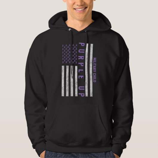Paarse maand van Kinder bewustwording van militair Hoodie (Voorkant)