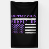 Paarse maand van Kinder bewustwording van militair Spandoek (Verticaal)