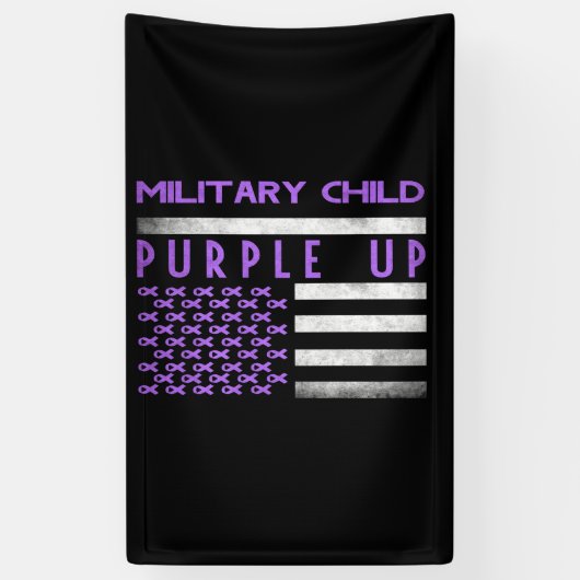 Paarse maand van Kinder bewustwording van militair Spandoek (Verticaal)