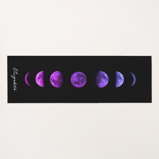 Paarse maanfasen hemels gepersonaliseerd yogamat (Achterkant (horizontaal))
