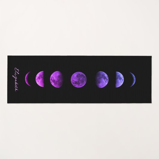 Paarse maanfasen hemels gepersonaliseerd yogamat (Voorkant (horizontaal))