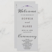 Paarse maanfasen lichtgrijs trouwprogramma (Voorkant / Achterkant)