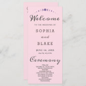 Paarse maanfasen zacht roze bruiloft programma (Voorkant / Achterkant)