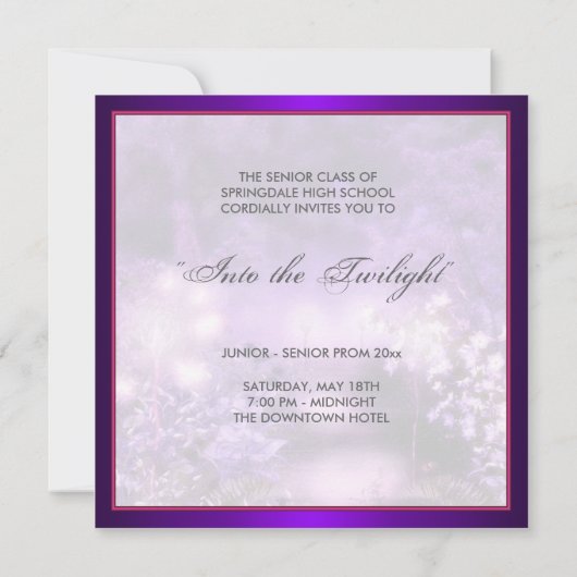 Paarse maanlicht prom uitnodigingen (Achterkant)