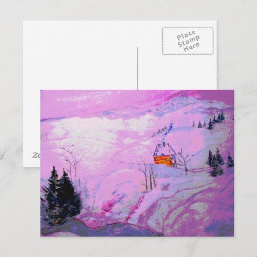 paarse maansneeuw briefkaart (Voorkant / Achterkant)