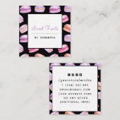 Paarse Macarons Pattern Sweet Behandelt dessert Ba Vierkante Visitekaartje (Voorkant / Achterkant)