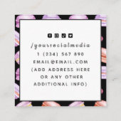 Paarse Macarons Pattern Sweet Behandelt dessert Ba Vierkante Visitekaartje (Achterkant)