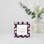 Paarse Macarons Pattern Sweet Behandelt dessert Ba Vierkante Visitekaartje (Staand voorkant)