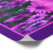 Paarse Madelief Bloem Fantasy Bloemrijke Abstract Poster (Hoek)