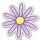 Paarse madeliefje  bloem sticker (Voorkant)