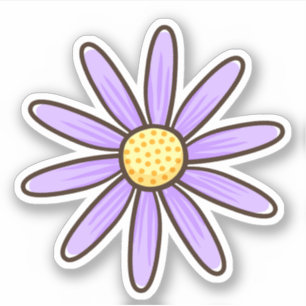 Paarse madeliefje bloem sticker