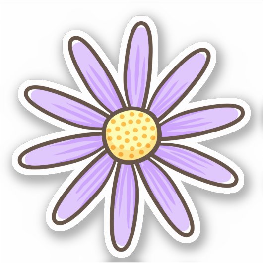 Paarse madeliefje  bloem sticker (Voorkant)