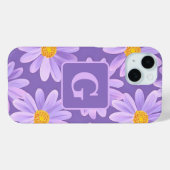 paarse madeliefje bloemen gepersonaliseerd monogra Case-Mate iPhone case (Achterkant (horizontaal))
