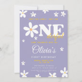 Paarse madeliefje, is ze niet ouderwets 1e verjaar kaart (Voorkant)